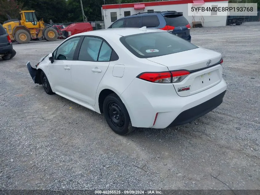 2024 Toyota Corolla Le VIN: 5YFB4MDE8RP193768 Lot: 40285525