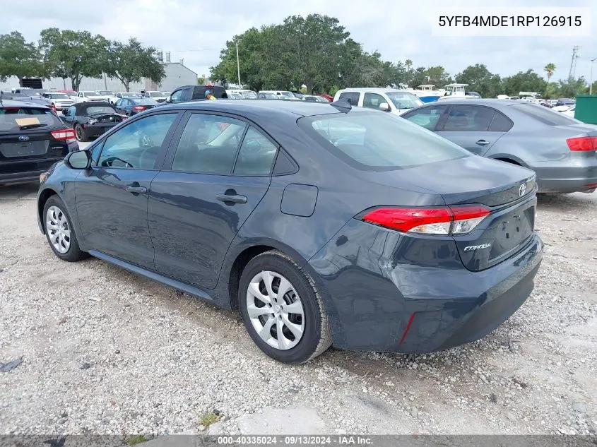 2024 Toyota Corolla Le VIN: 5YFB4MDE1RP126915 Lot: 40335024