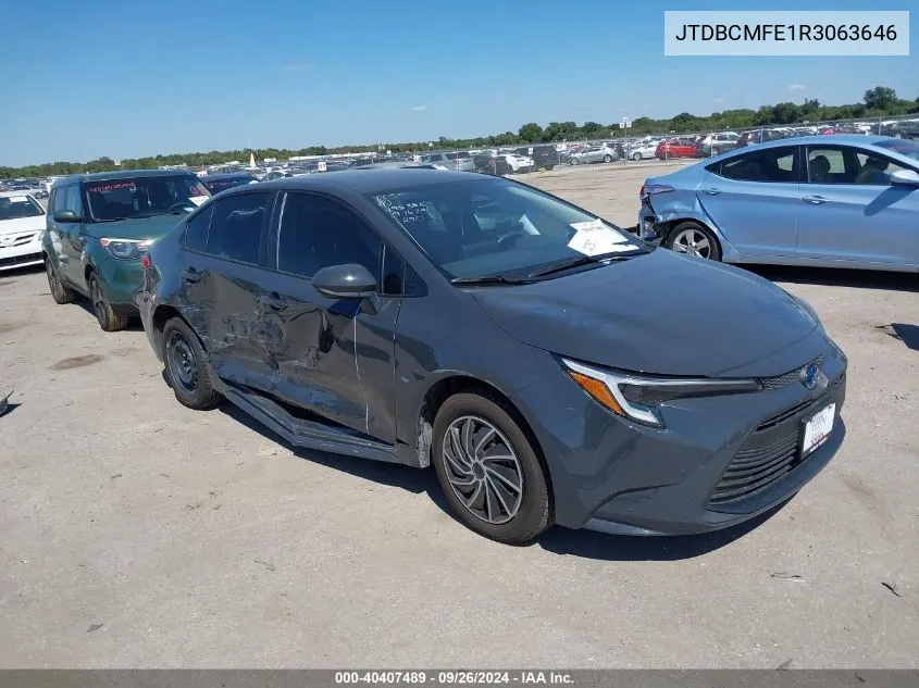 2024 Toyota Corolla Hybrid Le VIN: JTDBCMFE1R3063646 Lot: 40407489