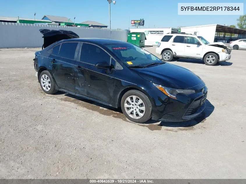 2024 Toyota Corolla Le VIN: 5YFB4MDE2RP178344 Lot: 40643539