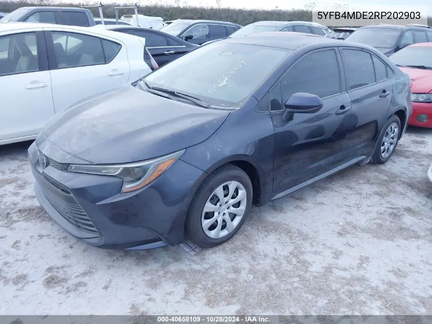 2024 Toyota Corolla Le VIN: 5YFB4MDE2RP202903 Lot: 40658109