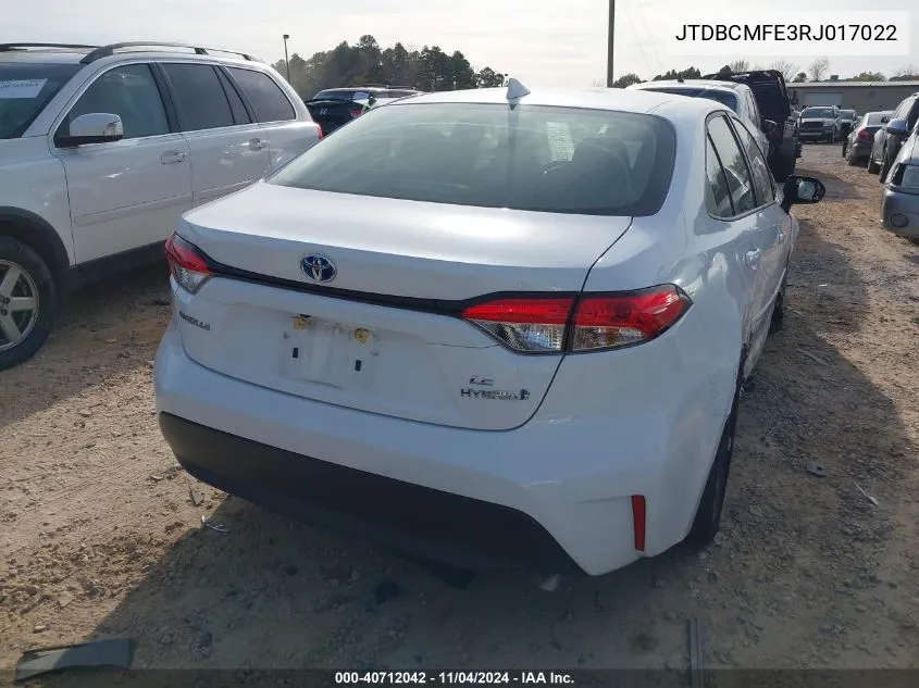 2024 Toyota Corolla Hybrid Le VIN: JTDBCMFE3RJ017022 Lot: 40712042