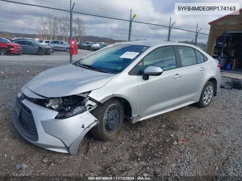 2024 Toyota Corolla Le VIN: 5YFB4MDE0RP174163 Lot: 40749619