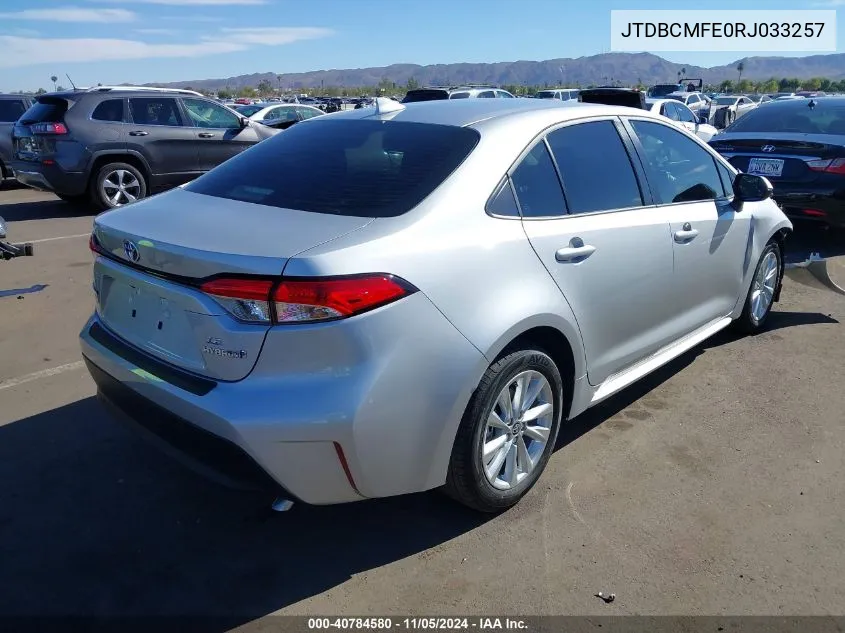 2024 Toyota Corolla Hybrid Le VIN: JTDBCMFE0RJ033257 Lot: 40784580