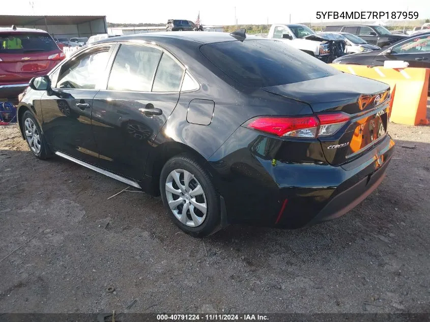 2024 Toyota Corolla Le VIN: 5YFB4MDE7RP187959 Lot: 40791224