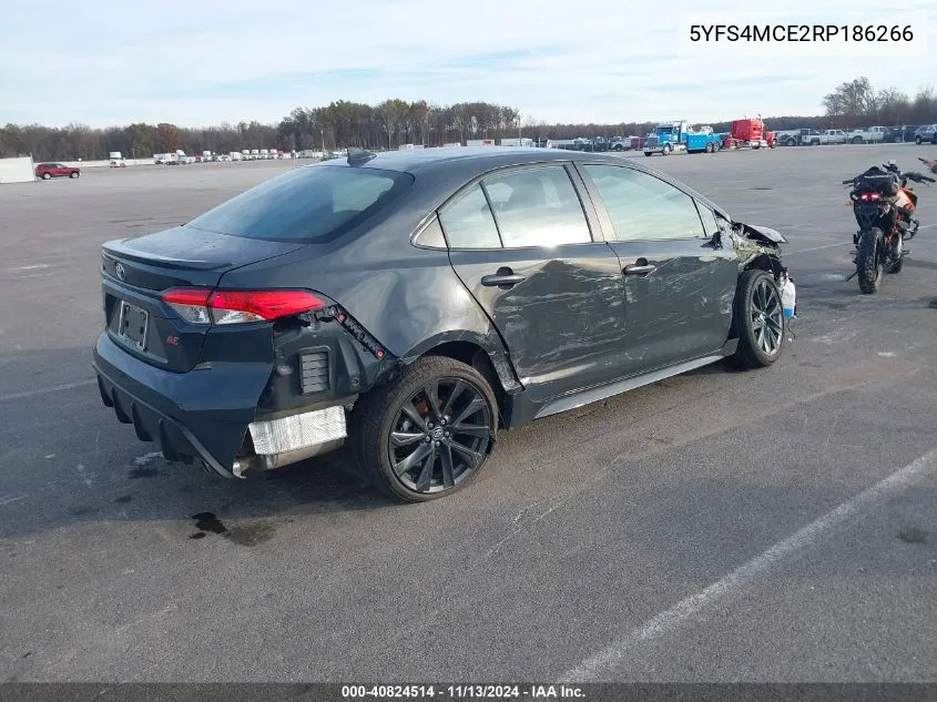 2024 Toyota Corolla Se VIN: 5YFS4MCE2RP186266 Lot: 40824514