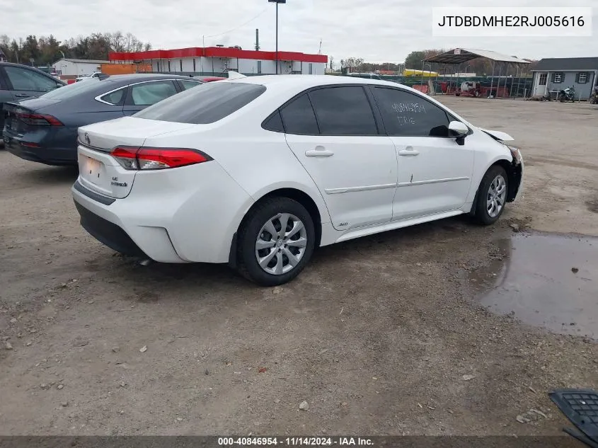 2024 Toyota Corolla Hybrid Le VIN: JTDBDMHE2RJ005616 Lot: 40846954