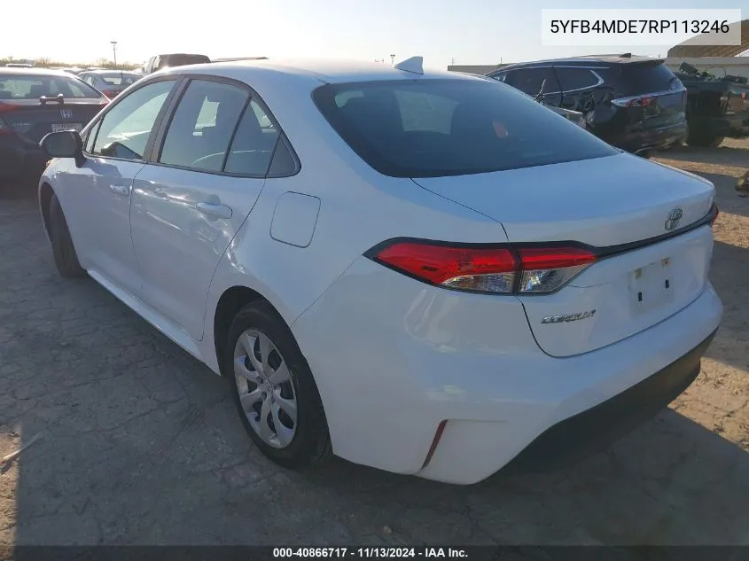 2024 Toyota Corolla Le VIN: 5YFB4MDE7RP113246 Lot: 40866717