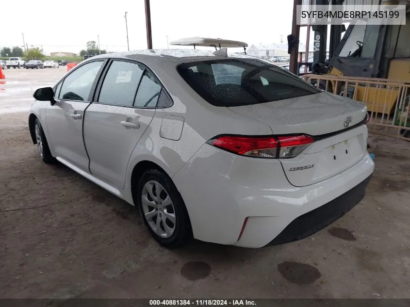 2024 Toyota Corolla Le VIN: 5YFB4MDE8RP145199 Lot: 40881384