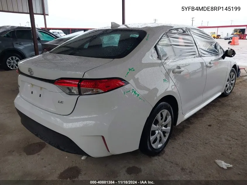 2024 Toyota Corolla Le VIN: 5YFB4MDE8RP145199 Lot: 40881384