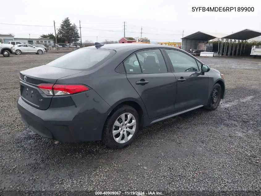 2024 Toyota Corolla Le VIN: 5YFB4MDE6RP189900 Lot: 40909067