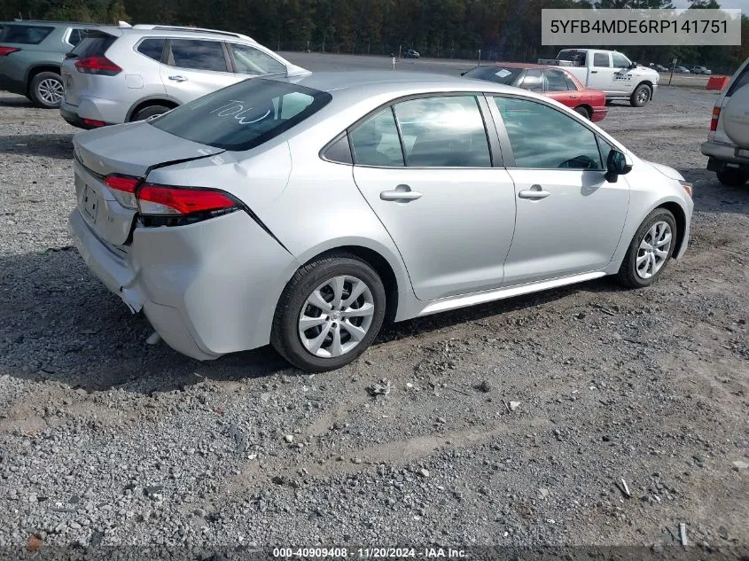 2024 Toyota Corolla Le VIN: 5YFB4MDE6RP141751 Lot: 40909408