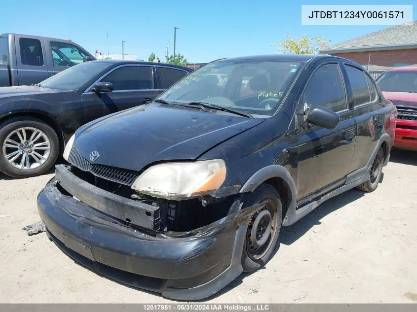 2000 Toyota Echo VIN: JTDBT1234Y0061571 Lot: 12017951