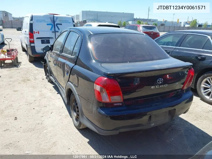 2000 Toyota Echo VIN: JTDBT1234Y0061571 Lot: 12017951