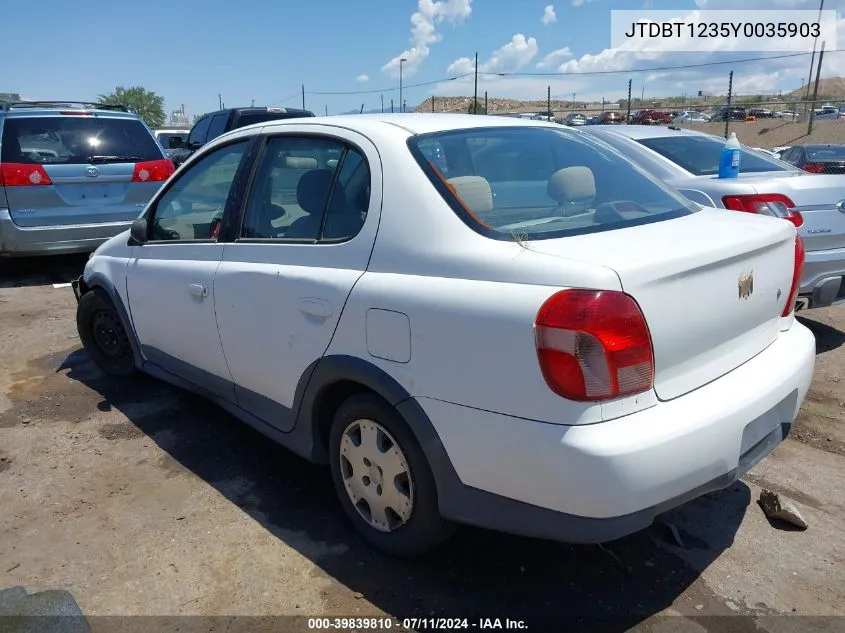 2000 Toyota Echo VIN: JTDBT1235Y0035903 Lot: 39839810