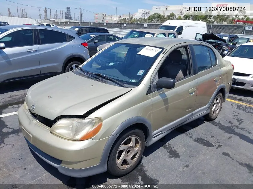 2000 Toyota Echo VIN: JTDBT123XY0080724 Lot: 40065772