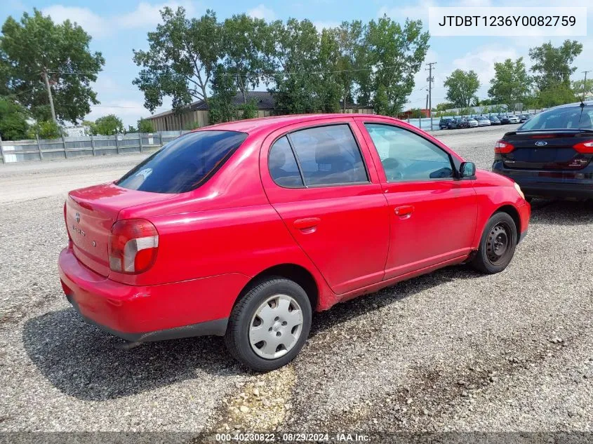 2000 Toyota Echo VIN: JTDBT1236Y0082759 Lot: 40230822