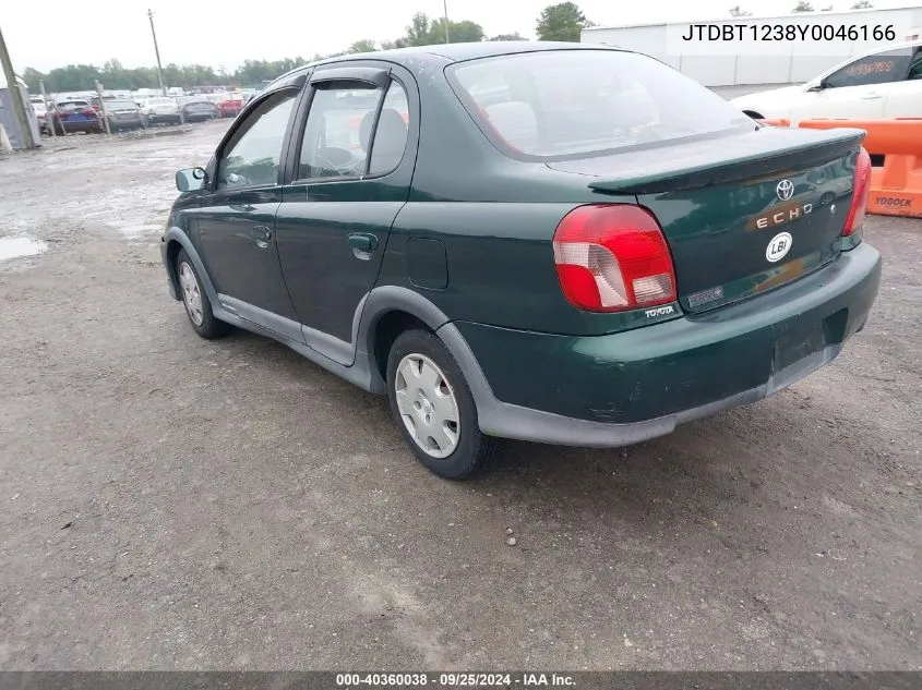 2000 Toyota Echo VIN: JTDBT1238Y0046166 Lot: 40360038