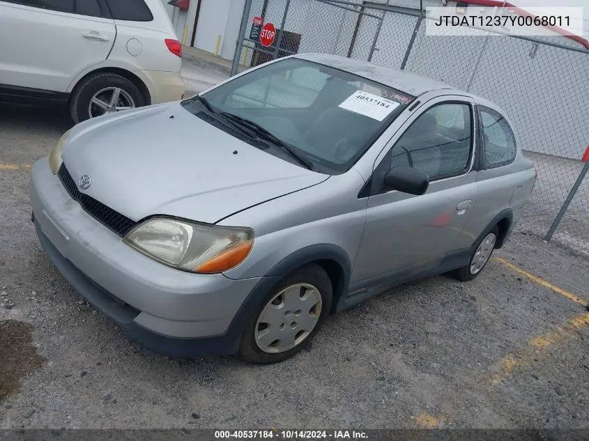 2000 Toyota Echo VIN: JTDAT1237Y0068011 Lot: 40537184