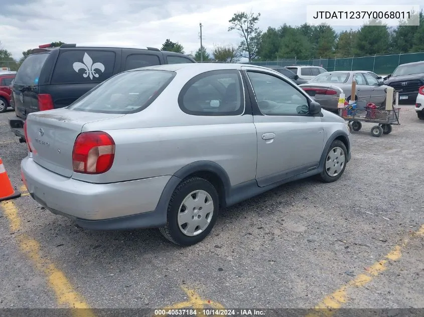 2000 Toyota Echo VIN: JTDAT1237Y0068011 Lot: 40537184