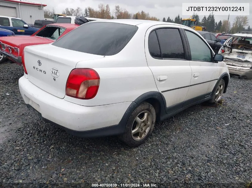 JTDBT1232Y0012241 2000 Toyota Echo