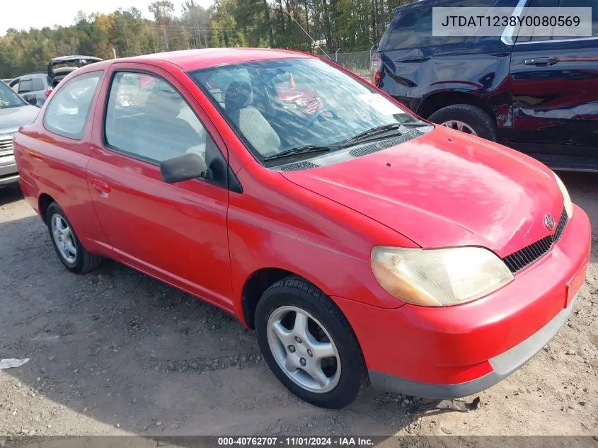 2000 Toyota Echo VIN: JTDAT1238Y0080569 Lot: 40762707