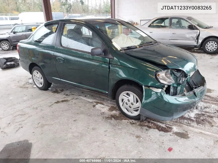 2000 Toyota Echo VIN: JTDAT1233Y0083265 Lot: 40766660