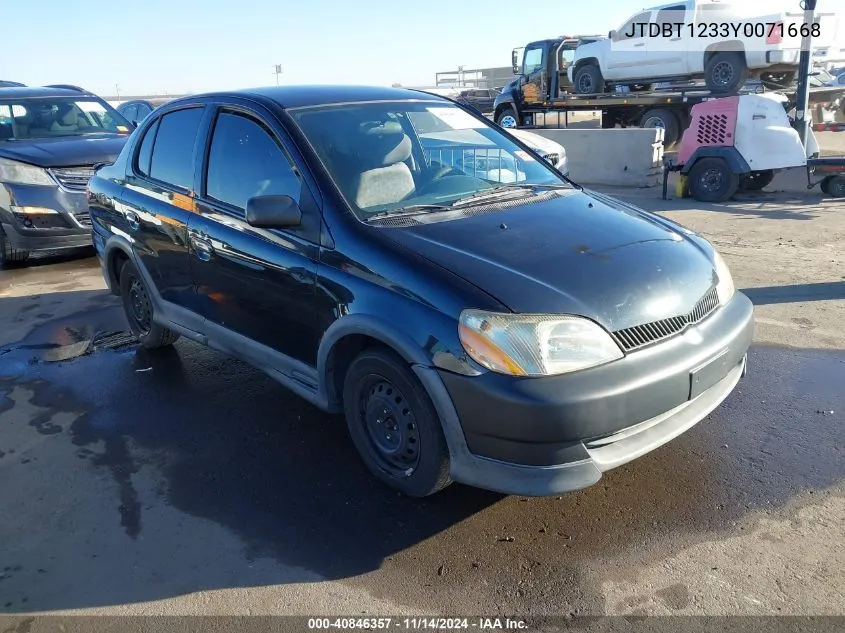 2000 Toyota Echo VIN: JTDBT1233Y0071668 Lot: 40846357