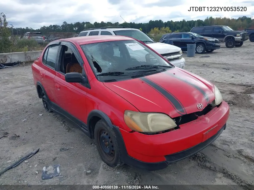 2000 Toyota Echo VIN: JTDBT1232Y0053520 Lot: 40850139