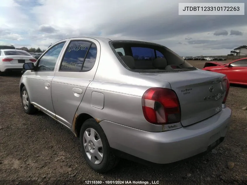 2001 Toyota Echo VIN: JTDBT123310172263 Lot: 12115380