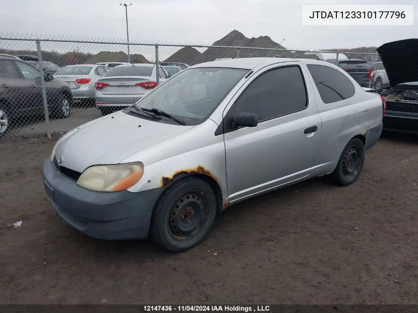 2001 Toyota Echo VIN: JTDAT123310177796 Lot: 12147436