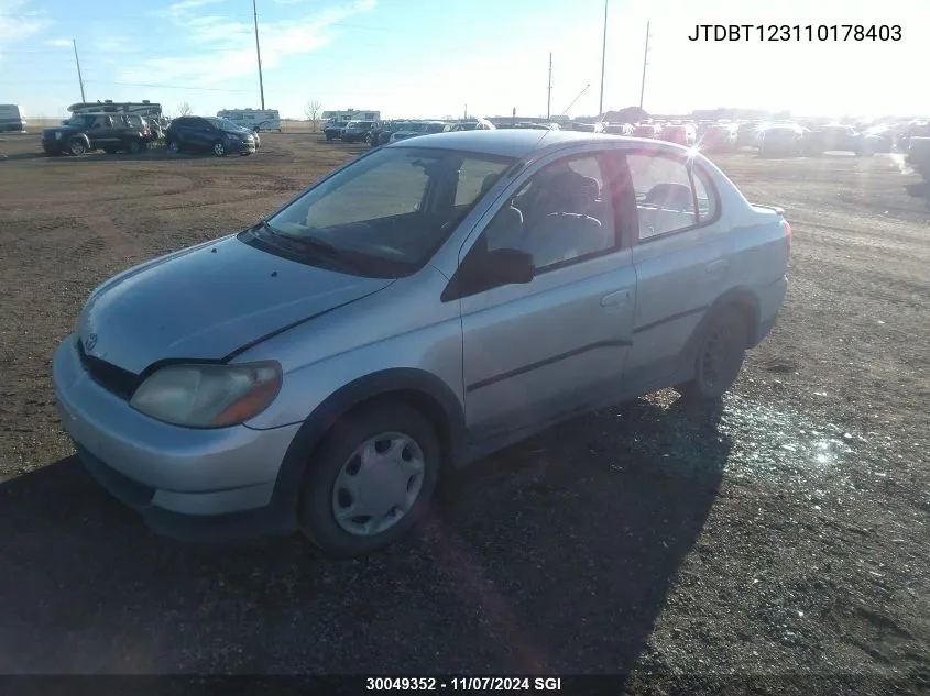 2001 Toyota Echo VIN: JTDBT123110178403 Lot: 30049352