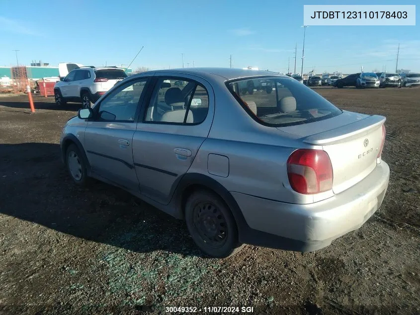 2001 Toyota Echo VIN: JTDBT123110178403 Lot: 30049352