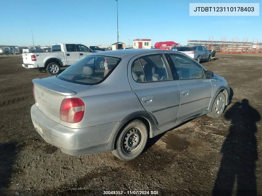 2001 Toyota Echo VIN: JTDBT123110178403 Lot: 30049352