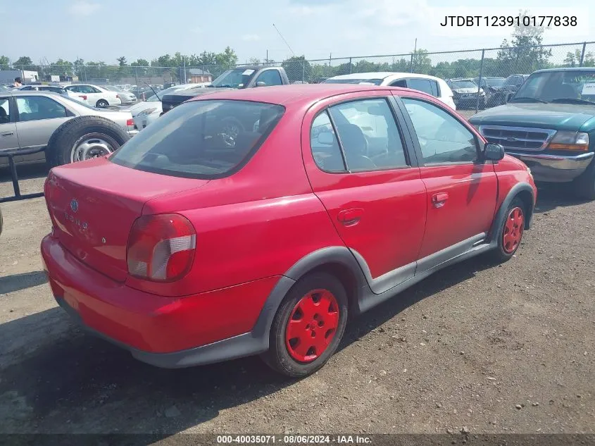 2001 Toyota Echo Base (A4) VIN: JTDBT123910177838 Lot: 40035071