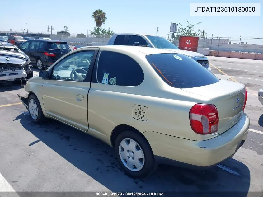 2001 Toyota Echo VIN: JTDAT123610180000 Lot: 40091979