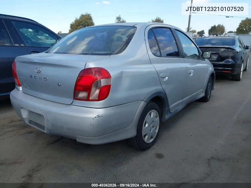 2001 Toyota Echo VIN: JTDBT123210107520 Lot: 40362026