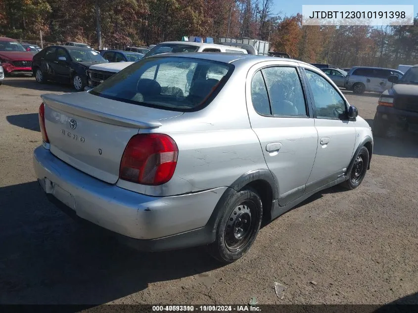 2001 Toyota Echo Base (A4) VIN: JTDBT123010191398 Lot: 40593310