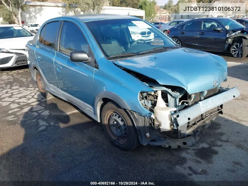 2001 Toyota Echo VIN: JTDBT123810106372 Lot: 40692166