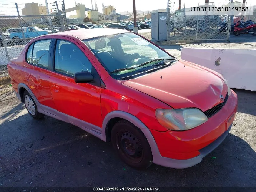 2001 Toyota Echo VIN: JTDBT123510149258 Lot: 40692979