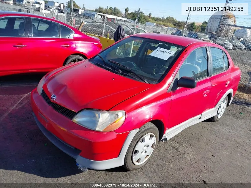 2001 Toyota Echo VIN: JTDBT123510149258 Lot: 40692979