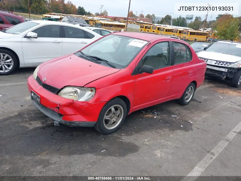 2001 Toyota Echo VIN: JTDBT123X10193031 Lot: 40759486