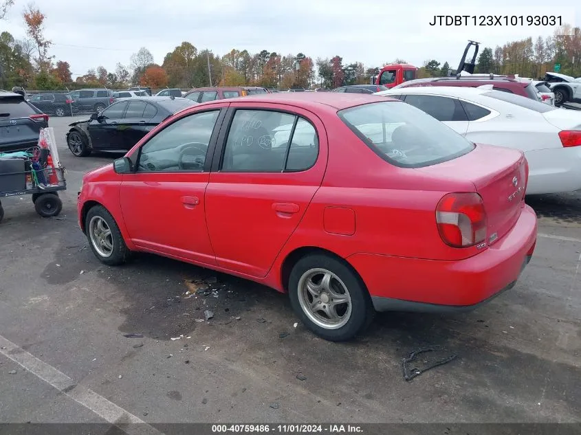 2001 Toyota Echo VIN: JTDBT123X10193031 Lot: 40759486