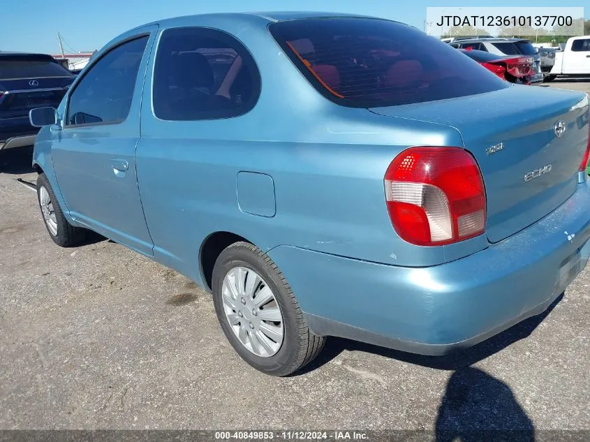 2001 Toyota Echo VIN: JTDAT123610137700 Lot: 40849853