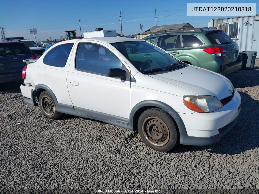 2002 Toyota Echo VIN: JTDAT123020210318 Lot: 39938666