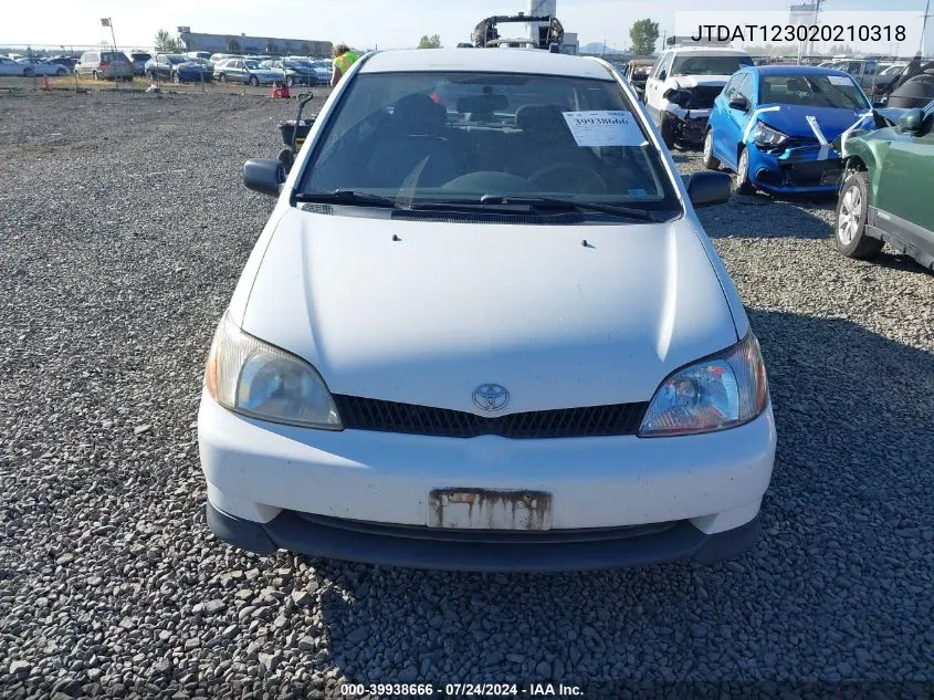 2002 Toyota Echo VIN: JTDAT123020210318 Lot: 39938666