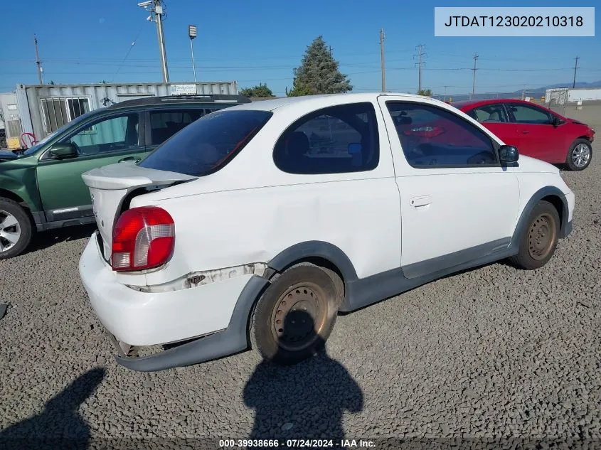 2002 Toyota Echo VIN: JTDAT123020210318 Lot: 39938666