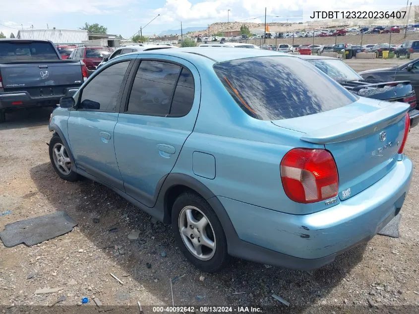 2002 Toyota Echo VIN: JTDBT123220236407 Lot: 40092642