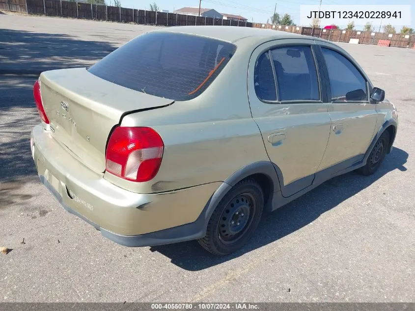 2002 Toyota Echo VIN: JTDBT123420228941 Lot: 40550780