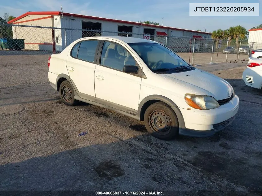 2002 Toyota Echo VIN: JTDBT123220205934 Lot: 40605837